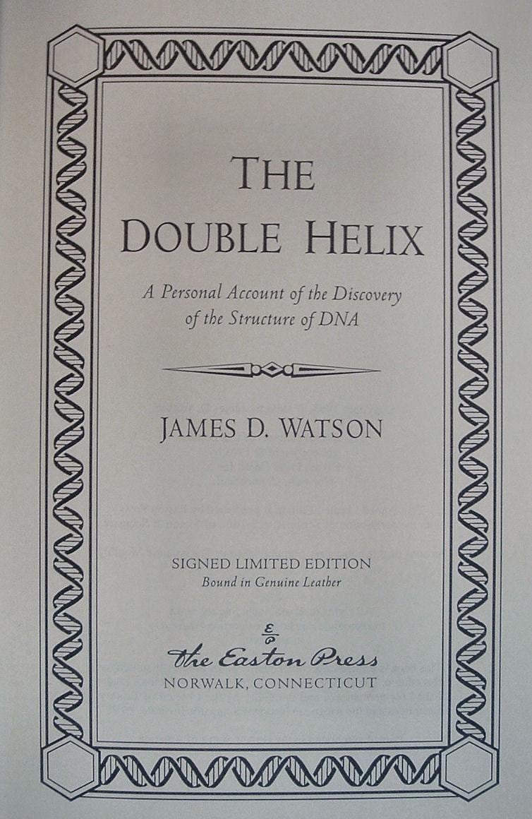 THE DOUBLE HELIX by James Watson Easton Press Limited Edition Signed 1996