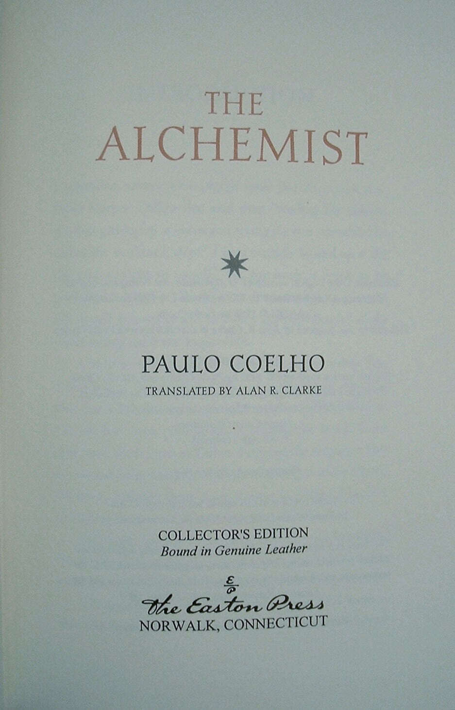THE ALCHEMIST by Paulo Coelho Easton Press Leather Signed by Author As New