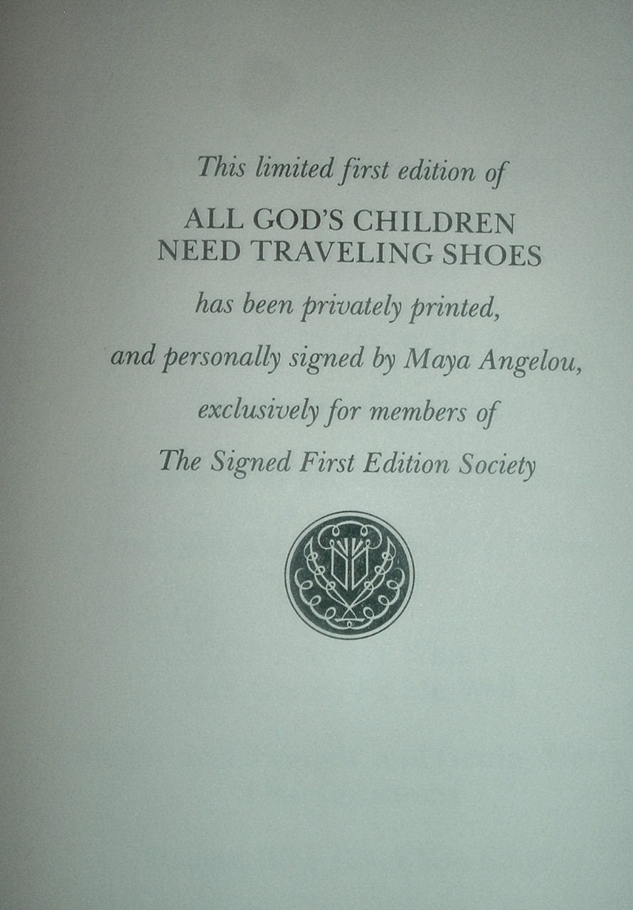 All Gods Children Need Traveling Shoes by Maya Angelou Signed by Author First Edition