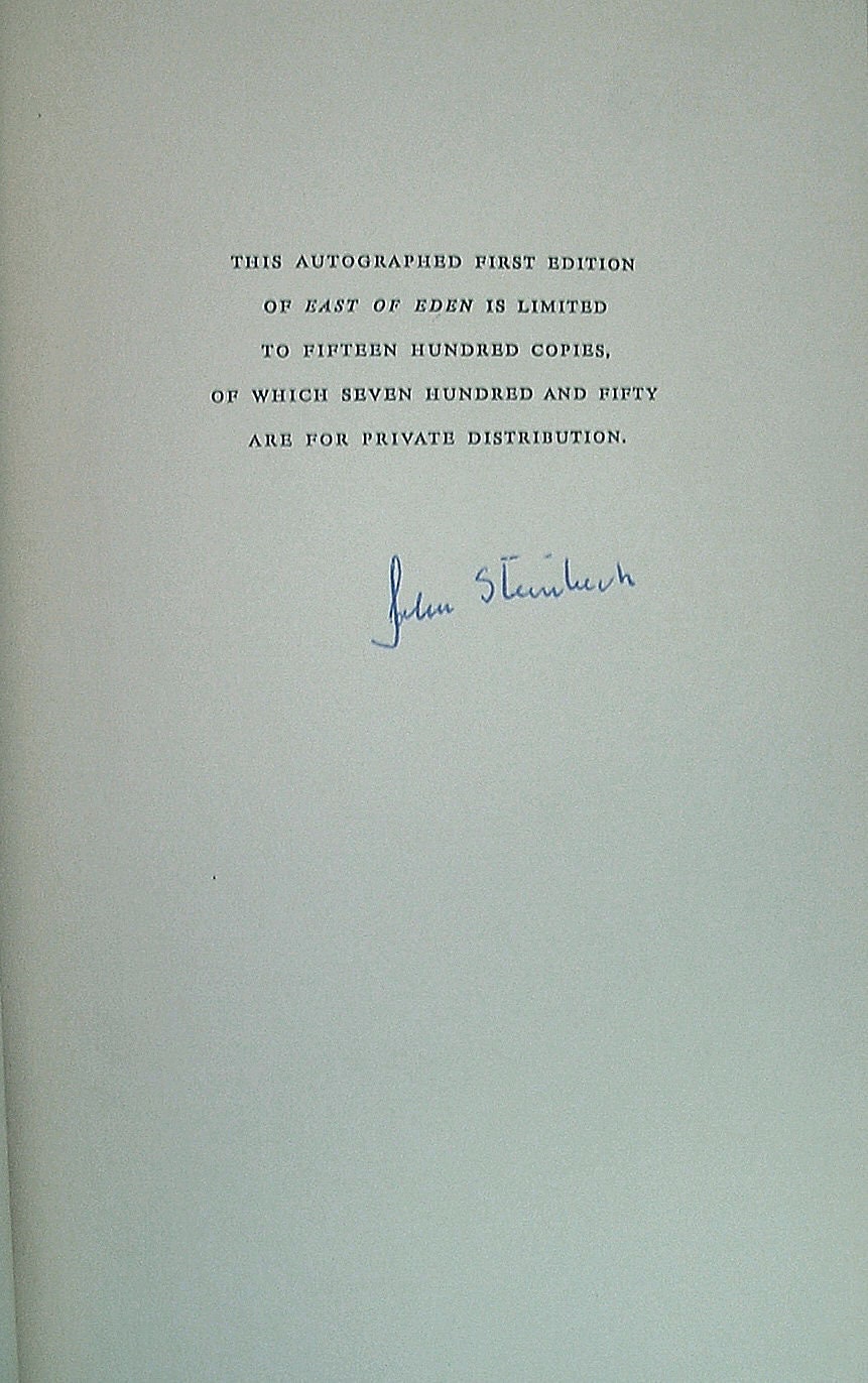 Signed First Edition: East of Eden by John Steinbeck (1952)