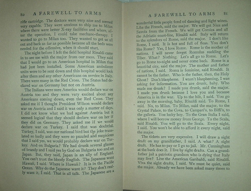 A FAREWELL to ARMS by Ernest Hemingway 1st Edition 1st Print No Disclaimer 1929