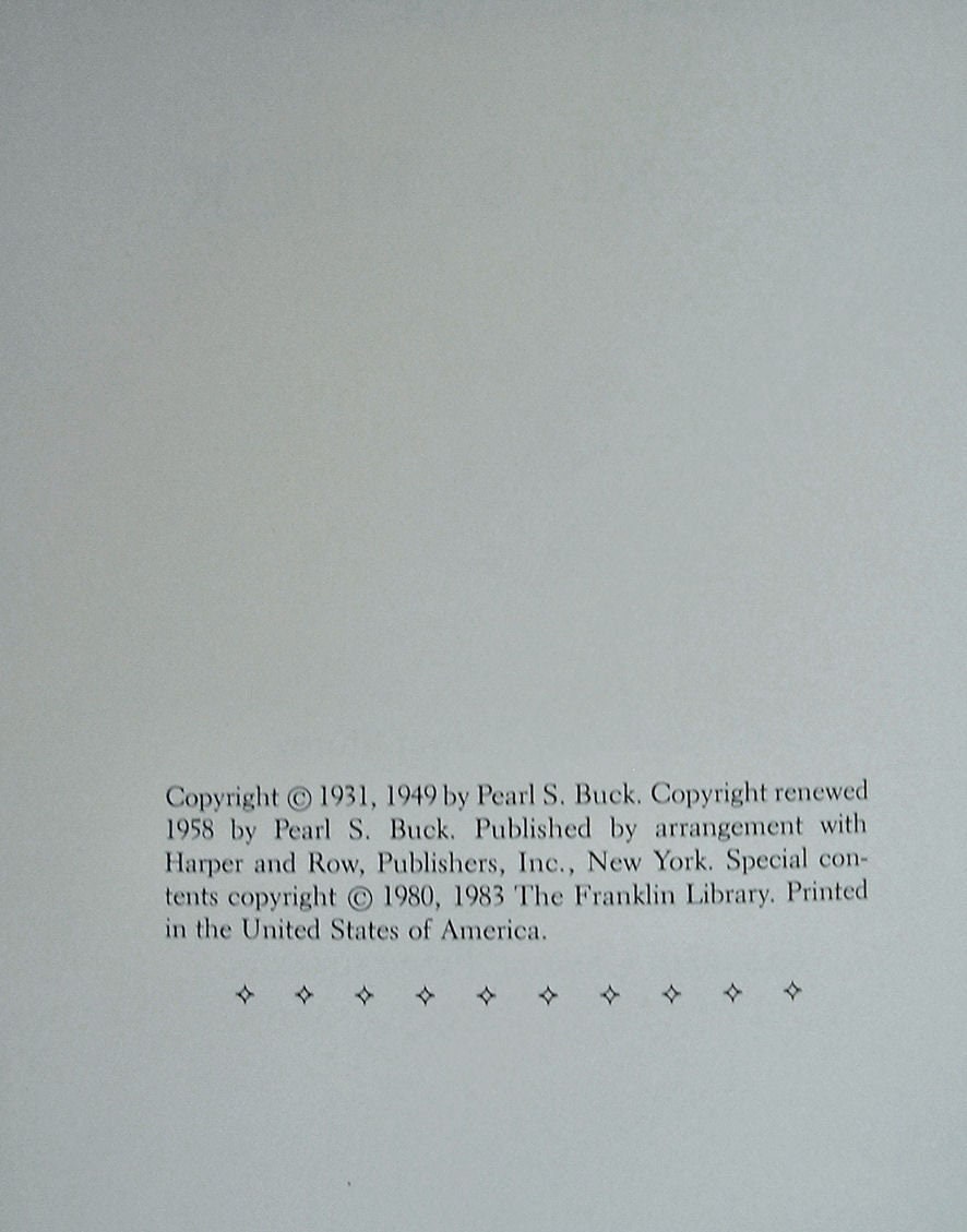 THE GOOD EARTH by Pearl Buck Franklin Library Leather Illustrated 1983