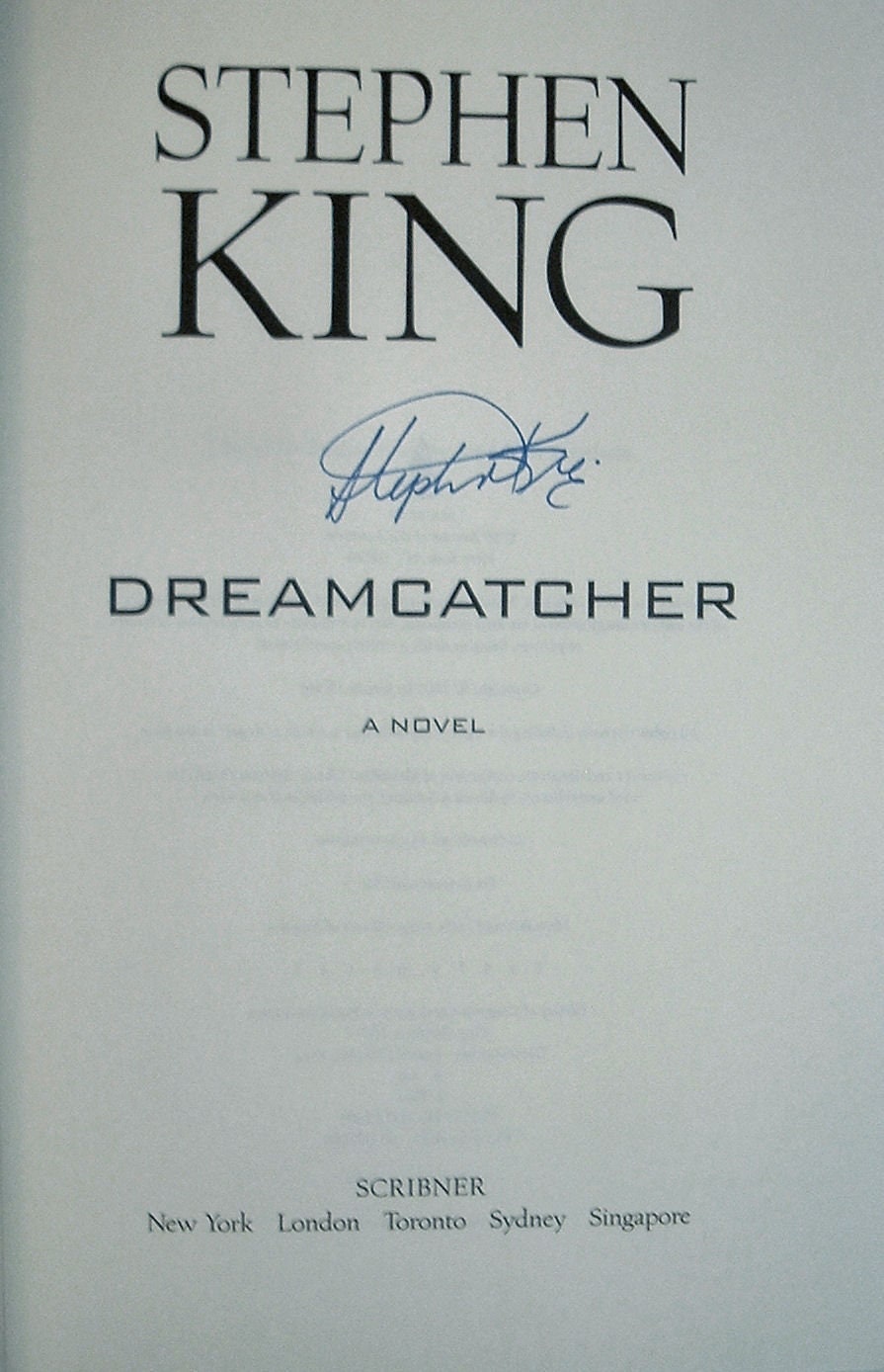 DREAMCATCHER by Stephen King Scribner Signed First Edition 2001