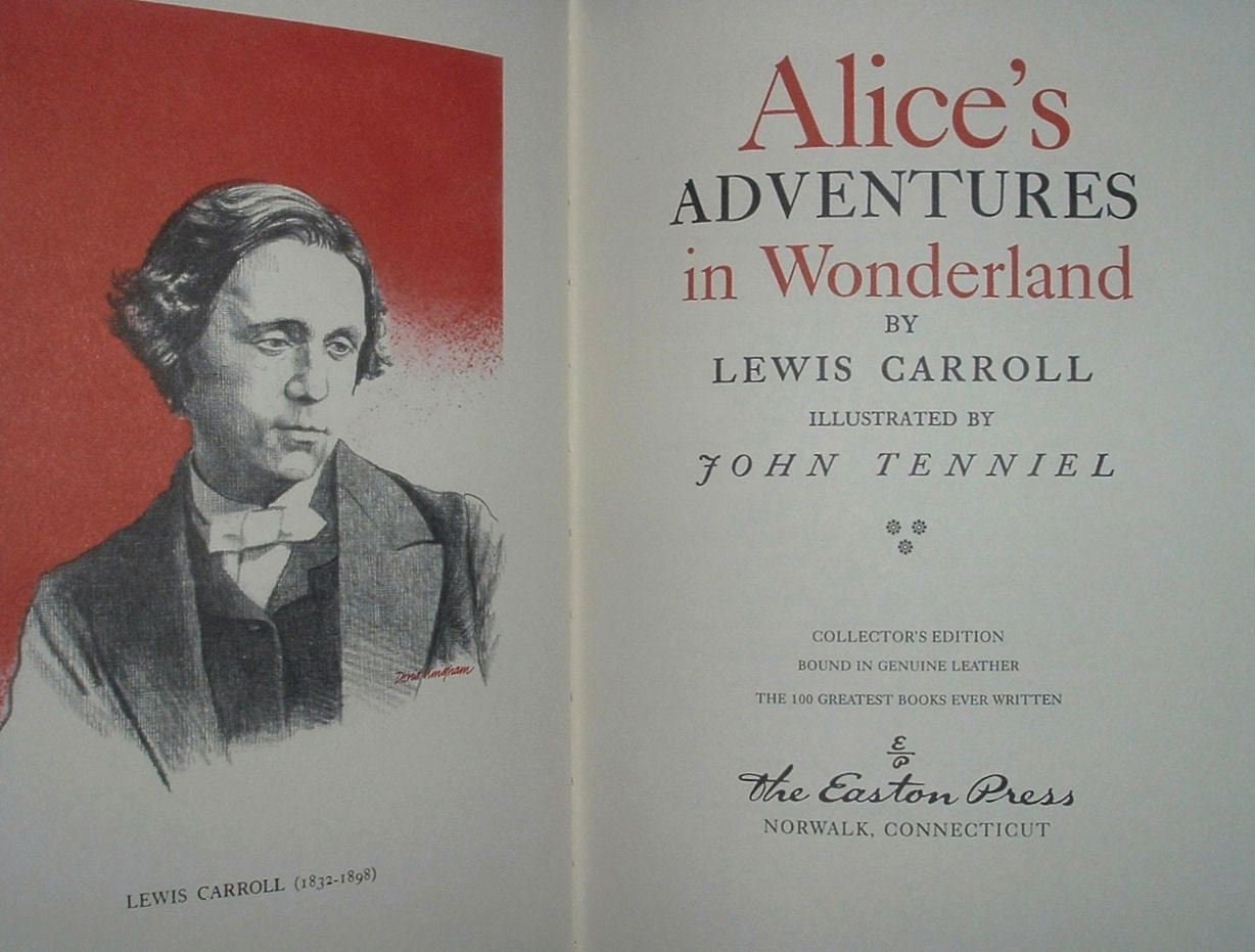 ALICE'S ADVENTURE In WONDERLAND by Lewis Carroll Easton Press Leather 1977