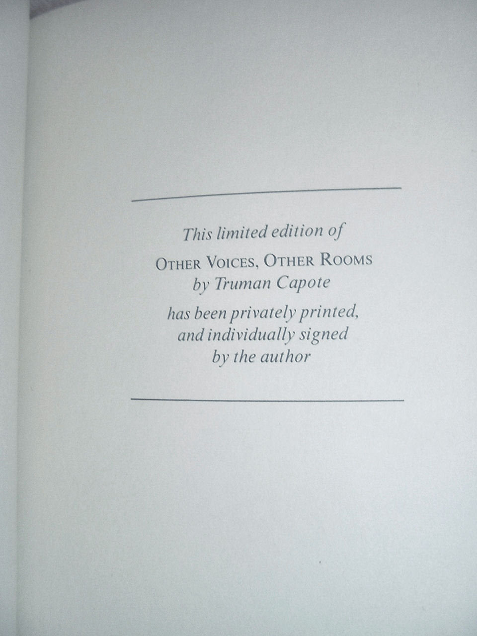 OTHER VOICES, OTHER Rooms by Truman Capote Franklin Library Signed 60 Series