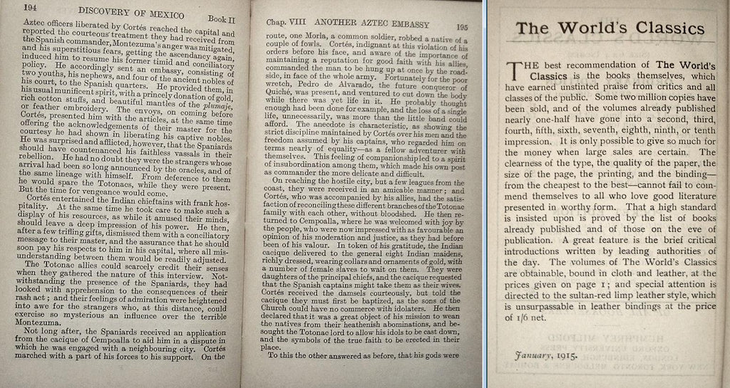 The CONQUEST OF MEXICO by William Prescott Oxford University Press 2 Volume Set 1915