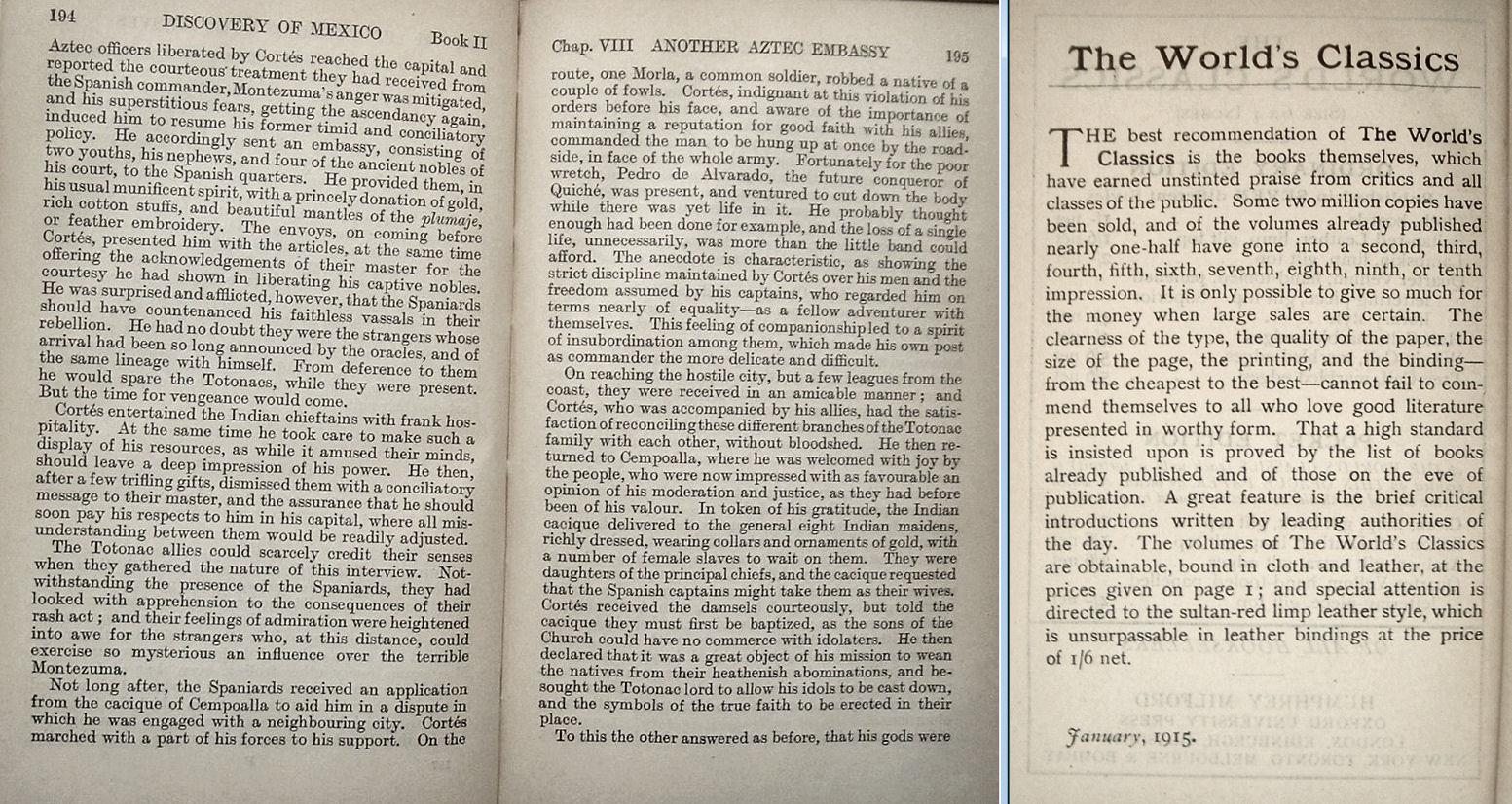 The CONQUEST OF MEXICO by William Prescott Oxford University Press 2 Volume Set 1915